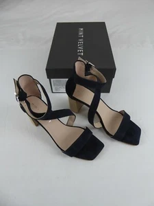 LADIES MINT VELVET IZZY NAVY BLOCK HEELS SANDALS UK3 EU36 RRP £129 - NEW & BOXED - Picture 1 of 10