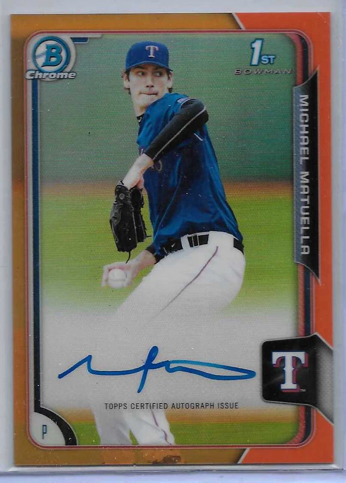 2015 BOWMAN CHROME DRAFT MICHAEL MATUELLA ORANGE REFRACTOR AUTO /25 ROOKIE RC - Image 1 of 1
