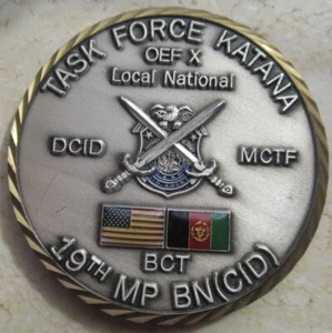 US Challenge Coin "19th MP BN (CID) - Task Force Katana" - Bild 1 von 2