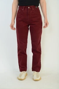 Pantalones de mezclilla Versace Jeans Couture vintage unisex borgoña talla 28 hechos en Italia - Imagen 1 de 20