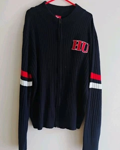 Howard University Bison HU Blue Red Zip Up Rib Knit Cardigan Sweater 5X - Picture 1 of 13