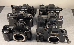 Konvolut 6 Kleinbildkameras: Canon-(2) Minolta-Pentax-Ricoh-Vivitar - ungetestet - Bild 1 von 23