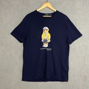 Polo Ralph Lauren Mens M Blue Captain Bear Classic Fit Big Logo Graphic Tee - Picture 1 of 10