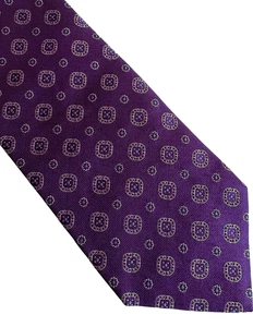 Brooks Brothers Makers Herren Seidenkrawatte gewebt lila Seide dick Luxus Medaillons - Bild 1 von 10