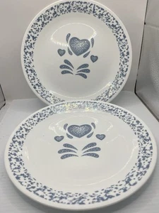 2/Corning Corelle BLUE HEARTS Pattern "Flat" 10¼" Dinner Plates - Picture 1 of 1
