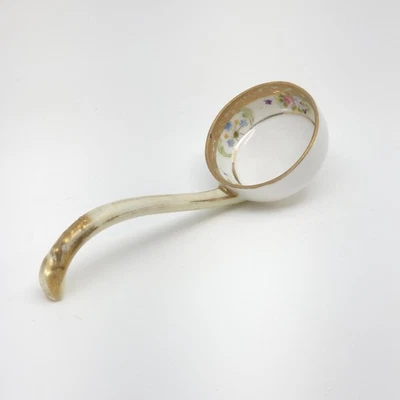 Antique Porcelain Sauce Ladle – Hand-Painted Floral Interior - Image 1 of 4