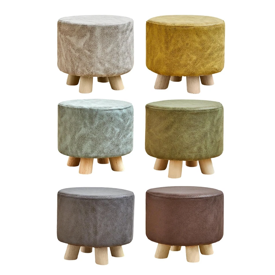 Round Small Foot Stool Foot Rest Ottoman with Legs Shoe Changing Stool Footrest - Image 1 of 1