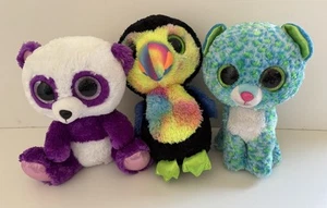 Ty Beanie Boos Medium Sized Plush Toys x3 Cat, Parrot & Panda Approx 25cm - Picture 1 of 6