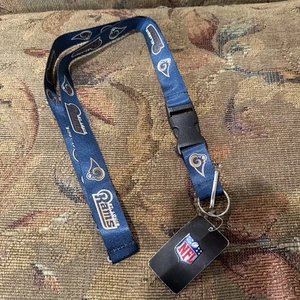 NFL St. Louis Rams Logo auf blauem Schlüsselband abnehmbarer Schlüsselanhänger 23"X3/4" Aminco - Bild 1 von 3