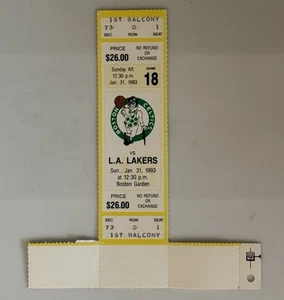 Boleto completo de baloncesto 1992-93 Celtics Lakers Reggie Lewis 23pts. KEVIN MCHALE - Imagen 1 de 2