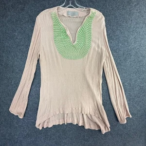 Double D Ranch Beaded Tunic Top Long Sleeve Casual Blouse Studded Western Boho M - Picture 1 of 9