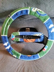 UTAH JAZZ FLEECE STEERING WHEEL & REAR VIEW MIRROR SET - Picture 1 of 1