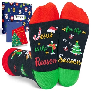 Christian Socks for Kids 4-6 Years Religious Christmas Gift with Greeting Card - Picture 1 of 7