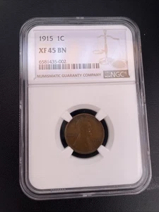 1915 NGC XF 45 BN LINCOLN WHEAT CENT 1C - Picture 1 of 8