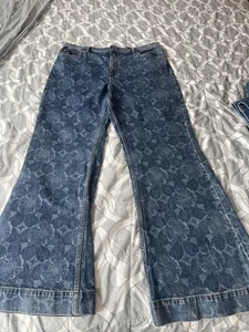 Lee | Vintage Inspired Floral Denim High Rise Flare Bellbottom Jeans Size 32 - Picture 1 of 5
