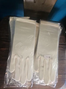 IVORY Short Satin Gloves For Girls Size XL 12-16 - Picture 1 of 2