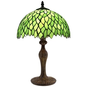 Tiffany Table Lamp Green Wisteria Style Stained Glass Desk Bedside Reading Li... - Picture 1 of 8