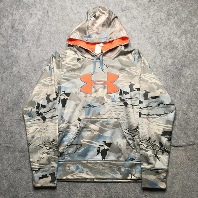 Under Armour Hoodie Women Small Gray Blue Camo Storm 1 ColdGear Pullover 1276202 - Image 1 of 4