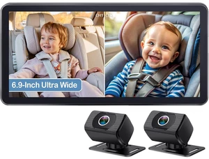 2-Kids Baby Car Camera for Seat: 6.9 Inch Ultrawide Display with Two Cameras Rea - Picture 1 of 12