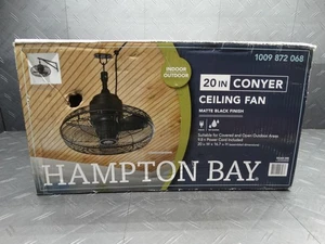 Hampton Bay Conyer 20in Indoor/Wet Outdoor 3-Speed Anywhere Fan Matte Black - Picture 1 of 12