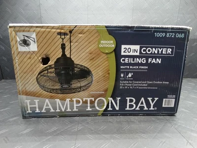 Hampton Bay Conyer 20in Indoor/Wet Outdoor 3-Speed Anywhere Fan Matte Black - Image 1 of 4