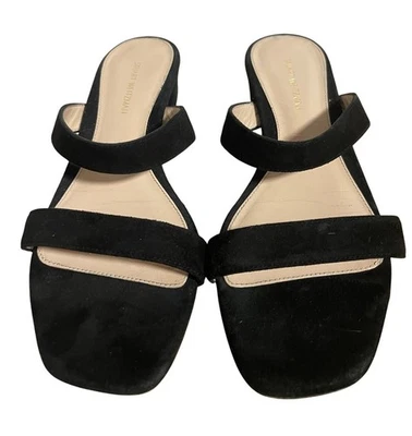 Sandalias negras de gamuza Stuart Weitzman talla 6,5 M negras punta cuadrada tacón grueso España Foto 1 de 4