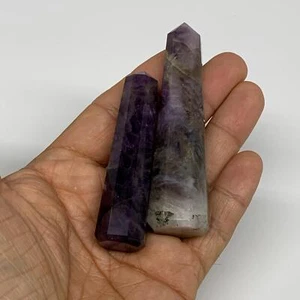 76.2g, 2.6"- 3.2", 2pcs, Natural Amethyst Tower Point Obelisk @Brazil, B31274 - Picture 1 of 8