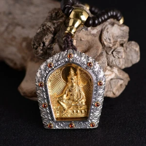 I05 Ciondolo IN Argento 925 Cai Shen Divinità Del Ricchezza Con Collana Sandalo - Foto 1 di 9