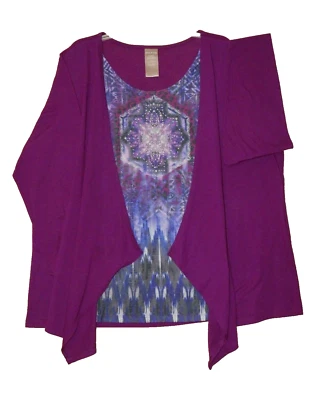 Women's 2 in 1 pc. Purple Long Sleeved Pullover Blouse, Size 3X, By White Stag - Image 1 of 4