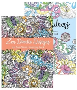 Set of 2 Adult Anti-Stress Colouring Books Zen Doodle & Mindfulness All Ages - Picture 1 of 8