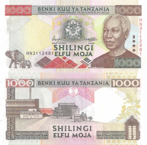 Tanzania 1000 Shillings (ND/2000) - Julius Nyere/Elephants/Buildings, p34 UNC Cover