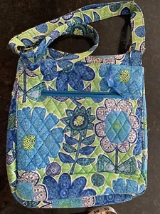Purse VERA BRADLEY Quilted 2012 DOODLE DAISY Green/Teal Floral Crossbody Y2K - Picture 1 of 10