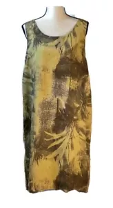 ANN MORGAN Yellow/Green Shift Career Wear Lined Sleeveless Dress Women’s Size L - Picture 1 of 7