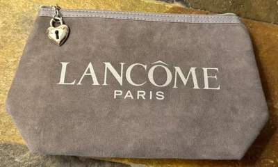 Lancome Paris 80th Anniversary Gray Suede Cosmetic Makeup/Travel Accessories Bag - Image 1 of 4