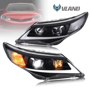 VLAND LED Projector Headlights For 2012 2013 2014 Toyota Camry Black DRL Pair - Picture 1 of 10