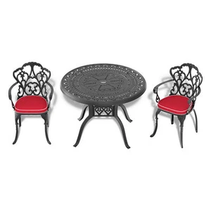 3-Piece Outdoor Cast Aluminum Patio Bistro Set 39in Round Table W/ Umbrella Hole - Picture 1 of 11