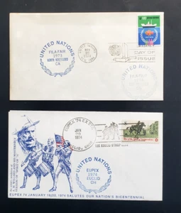 1974 Eupex Expo-Euclid Stamp Club con annullamento Fila-Fair Los Angeles Nazioni Unite. - Foto 1 di 2