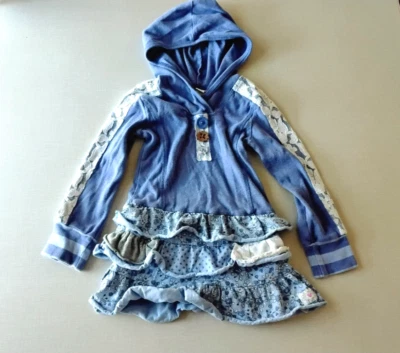 Naartjie Kids Girl Mix Floral Hooded Dress S 4 Years Purple Ruffled Long Sleeve - Image 1 of 4