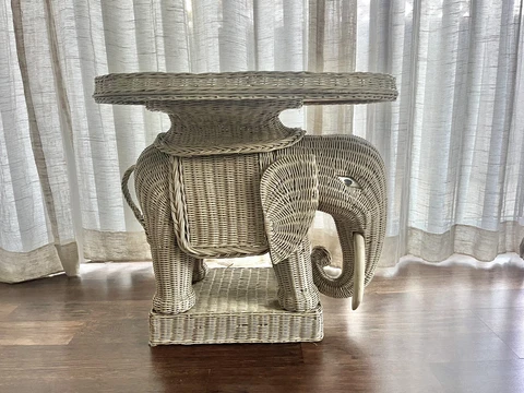 Vintage Wicker Elephant Side Table Cover
