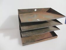 Vintage Iron Paper Tray Desk Tidy Office Old Wood Reception Antique Art Deco