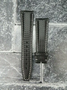 Cinturino Orologio 20mm Fibra di Carbonio In Pelle Nero per IWC PILOTA Portoghese W1 - Foto 1 di 6