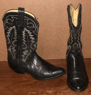 Botas occidentales exóticas de cuero negras delgadas Panhandle para mujer talla 6,5D Foto 1 de 4