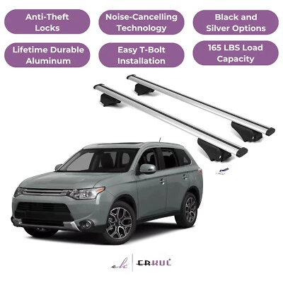 ERKUL Roof Rack Cross Bars for Mitsubishi Outlander 2014-2021 - Silver - Image 1 of 4