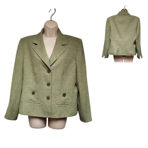 Le Suit Damen Einreiher Kragen Langarm Blazer Farbe Grün Größe 16P - Bild 1 von 9