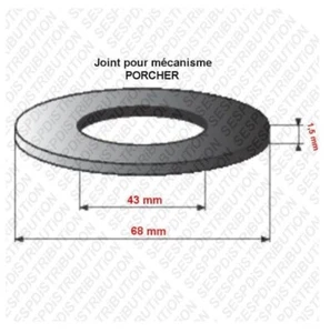 Dichtung 68x43x1,5 mm für WC-Mechanismus Porcher T5.01_83023 - Bild 1 von 3
