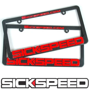 SICKSPEED LOGO BLACK RED LICENSE PLATE COVER HOLDER FRAME TAG FRONT REAR P1 - Picture 1 of 1