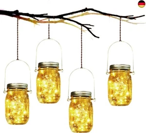 Solarlampe,SUNNOW 4 Stuck Solar Mason Jar Licht LED Solar Licht Einmachglas - Bild 1 von 12