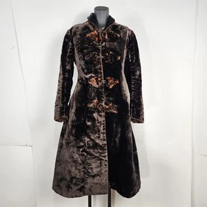Chaqueta Abrigo Vintage Imitación Piel Marrón Oscuro Marrón Suave Columpio Cierre Palanca - Imagen 1 de 18