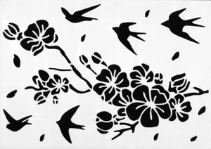 Schablonen Basteln Textilien Schablone Wand Malen Tupfen Ast Blumen Pflanze 3460 - Bild 1 von 1