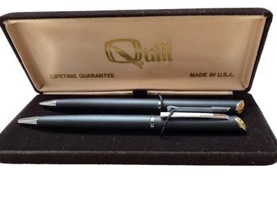 Conjunto de caneta e lápis QUILL 500 Ducks Unlimited prata preta garantia vitalícia vintage - Imagem 1 de 4